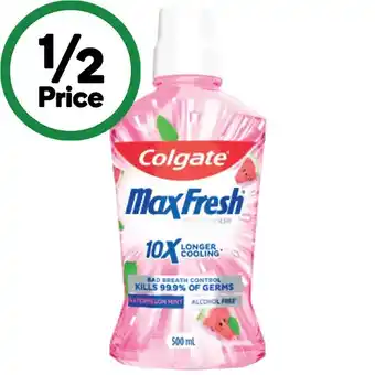 Woolworths Colgate MaxFresh Rinse 500ml offer