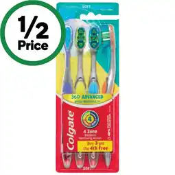 Woolworths Colgate Toothbrush 360 Advanced Pk 4 offer