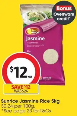 Coles Sunrice Jasmine Rice 5kg offer