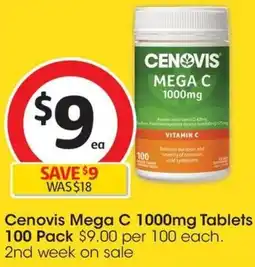 Coles Cenovis Mega C 1000mg Tablets 100 Pack offer