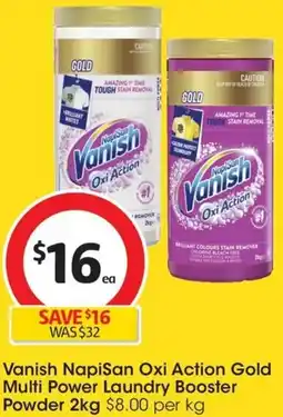 Coles Vanish Napisan Oxi Action Gold Multi Power Laundry Booster Powder 2kg offer