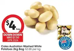 Coles Coles Australian Washed White Potatoes 2kg Bag offer