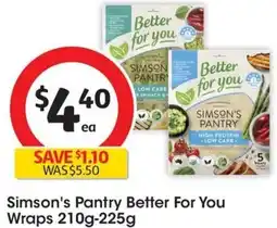Coles Simson's Pantry Better For You Wraps 210g-225g offer