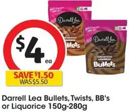 Coles Darrell Lea Bullets, Twists, BB's or Liquorice 150g-280g offer