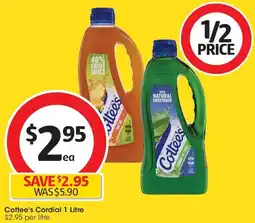 Coles Cottee's Cordial 1 Litre offer