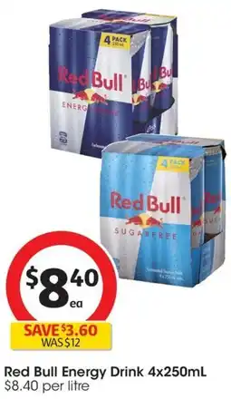 Coles Red Bull Energy Drink 4x250mL offer