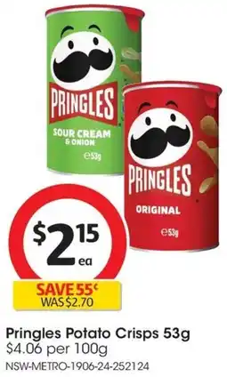 Coles Pringles Potato Crisps 53g offer