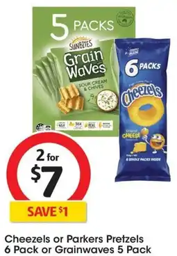 Coles Cheezels or Parkers Pretzels 6 Pack or Grainwaves 5 Pack offer