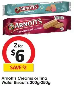 Coles Arnott's Creams or Tina Wafer Biscuits 200g-250g offer