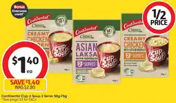 Coles Continental Cup a Soup 2 Serve 50g-75g offer