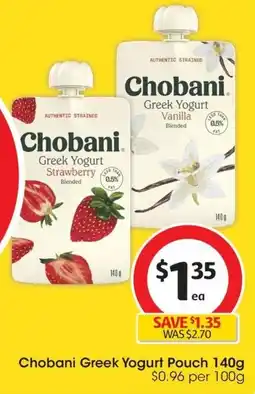 Coles Chobani Greek Yogurt Pouch 140g offer