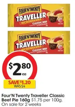 Coles Four'N Twenty Traveller Classic Beef Pie 160g offer