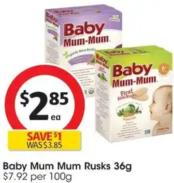 Coles Baby Mum Mum Rusks 36g offer