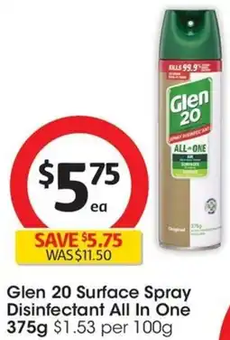 Glen 20 Surface Spray Disinfectant All In One 375g