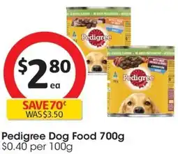 Coles Pedigree Dog Food 700g offer