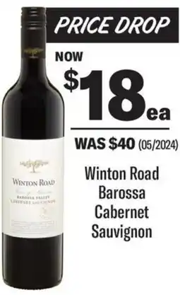 Coles Winton Road Barossa Cabernet Sauvignon offer