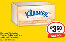 IGA Kleenex Wellbeing Tissues 3-Ply 140 Pack offer