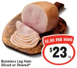 IGA Boneless Leg Ham Sliced or Shaved offer