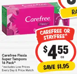 IGA Carefree Flexia Super Tampons 16 Pack offer