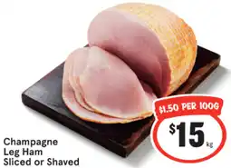 IGA Champagne Leg Ham Sliced or Shaved offer