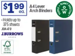 Officeworks A4 Lever Arch Binders offer