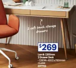 Officeworks Larvik 1200mm 2 Drawer Desk offer