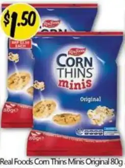 NQR Real Foods Com Thins Minis Original 80g offer