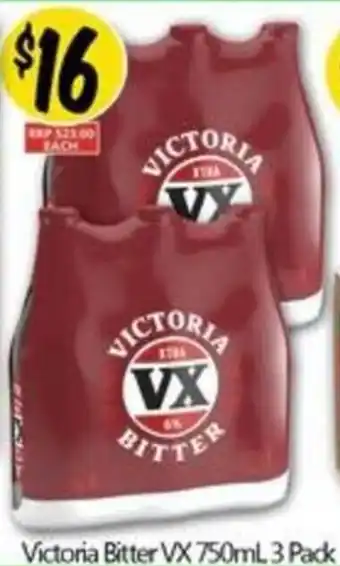 NQR Victoria Bitter VX 750ml. 3 Pack offer