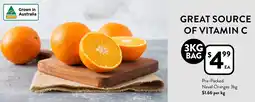 Foodworks Pre-Packed Navel Oranges 3kg offer