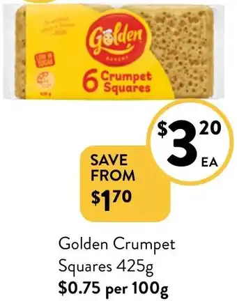 Foodworks Golden Crumpet Squares 425g offer