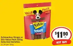 IGA Schmackos Strapz or Stix Value Pack 500g offer