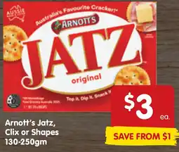Spar Arnott's Jatz, Clix or Shapes 130-250gm offer