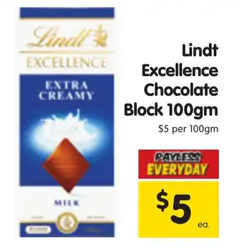 Spar Lindt Excellence Chocolate Block 100gm offer