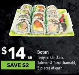 Ritchies Teriyaki Chicken, Salmon & Tuna Uramaki offer
