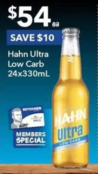 Ritchies Hahn Ultra Low Carb 24x330mL offer