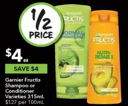 Ritchies Garnier Fructis Shampoo or Conditioner Varieties 315ml offer