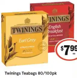 IGA Twinings Teabags 80/100pk offer