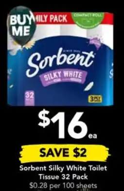 Drakes Sorbent Silky White Toilet Tissue 32 Pack offer