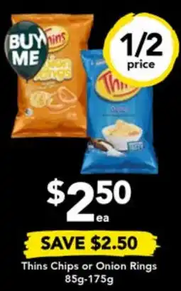 Drakes Thins Chips or Onion Rings 85g-175g offer