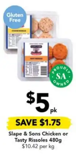 Drakes Slape & Sons Chicken or Tasty Rissoles 480g offer