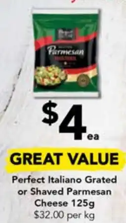 Drakes Perfect Italiano Grated or Shaved Parmesan Cheese 125g offer