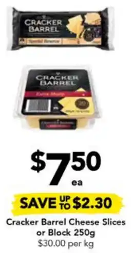 Drakes Cracker Barrel Cheese Slices or Block 250g offer
