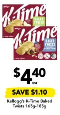 Drakes Kellogg's K-Time Baked Twists 165g-185g offer