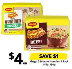Drakes Maggi 2 Minute Noodles 5 Pack 345g-380g offer