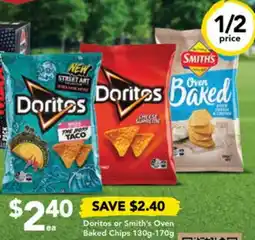 Drakes Doritos or Smith's Oven Baked Chips 130g-170g offer