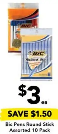 Drakes Bic Pens Round Stick Assorted 10 Pack offer