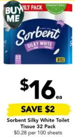 Drakes Sorbent Silky White Toilet Tissue 32 Pack offer