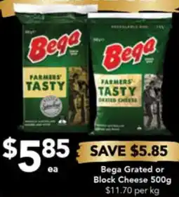 Drakes Bega Grated or Block Cheese 500g offer