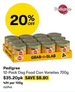BIG W Pedigree 12-Pack Dog Food Can Varieties 700g offer