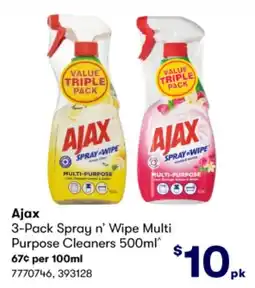 BIG W Ajax 3-Pack Spray n' Wipe Multi Purpose Cleaners 500ml offer